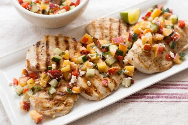 peach salsa over chicken