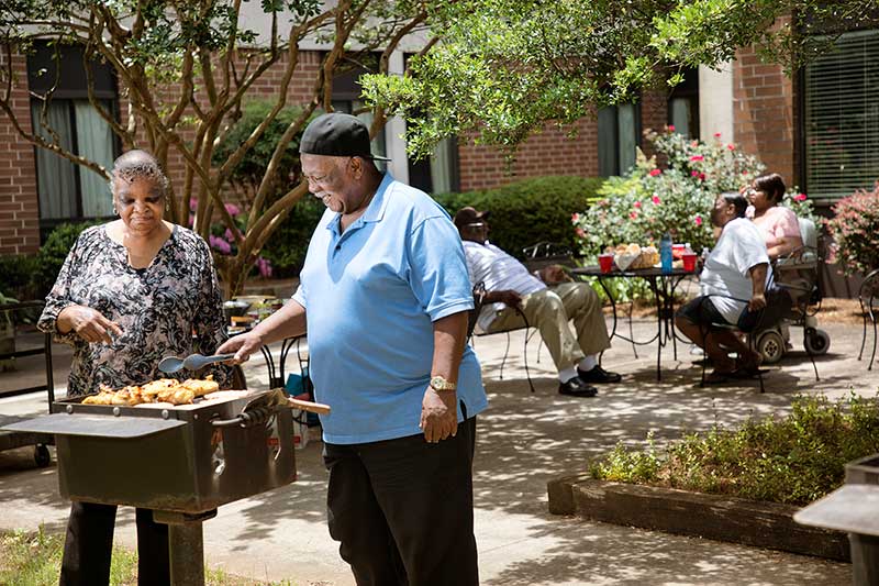 Grilling in the courtyard