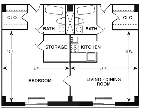 1 Bedroom - Type C floor plan