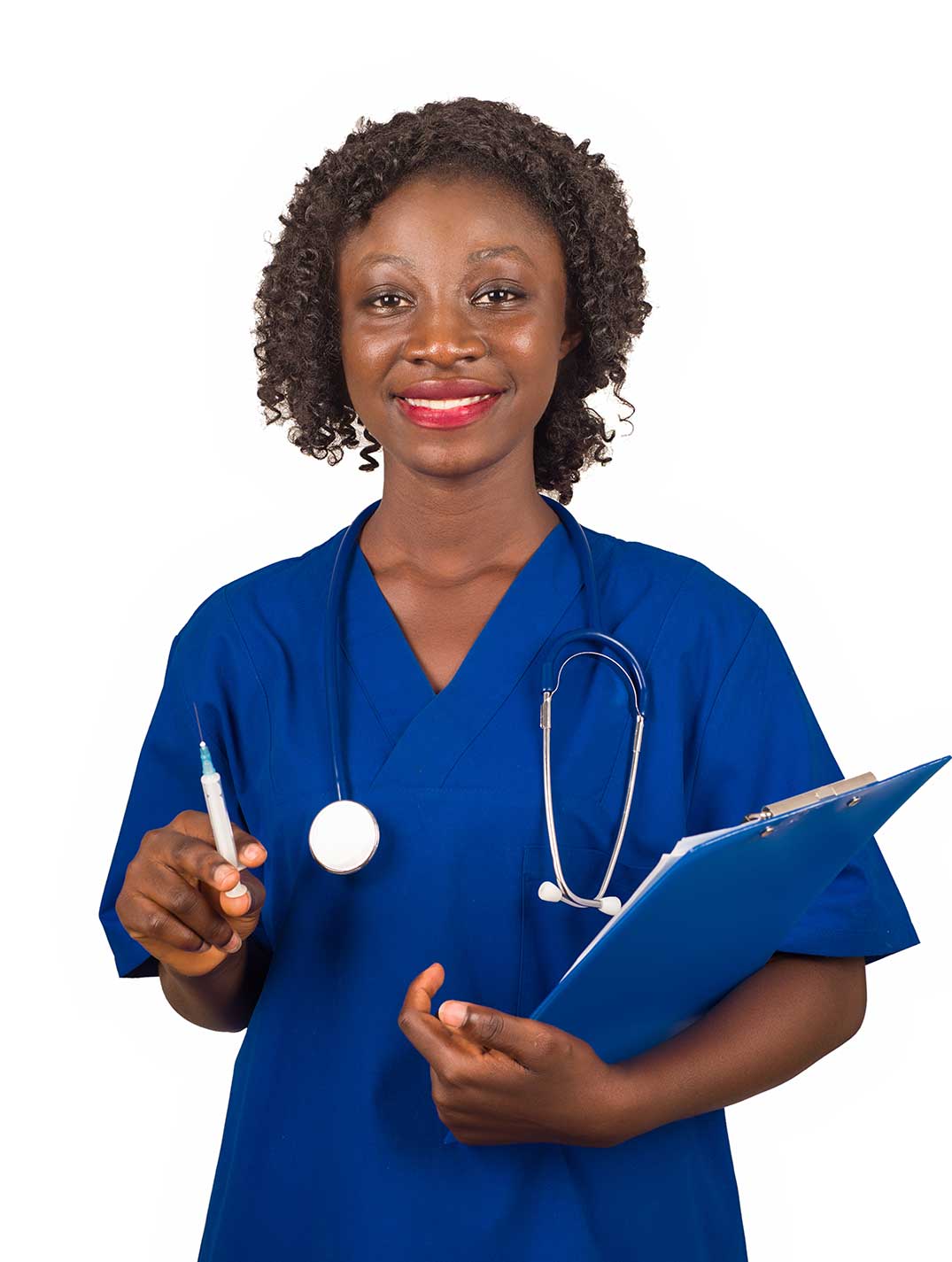 vaccine information - medical professional with clipboard and syringe